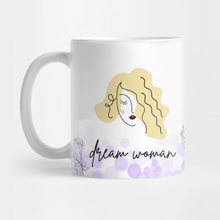 female portrait with blond wavy hair Mug